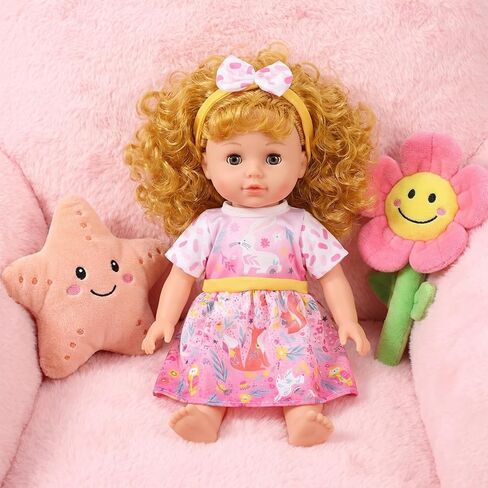 Qianyu 1 Set Doll Clothes and Headbands Realistic Reborn Baby Doll Clothes Accessories Doll Dress Outfits Set Include Skirts Hairband Cute Jumpsuit for 18 Inch Newborn Girl Dolls in Kuwait