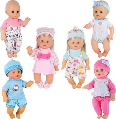 Baby Doll Clothes Accessories- 6 Sets for 9-10-11 Inch Alive Baby Doll,Dress Reborn Newborn Doll Accessories Gown Costumes Outfits, Xmas Present Toy for Kids Children Toddler in Saudi Arabia