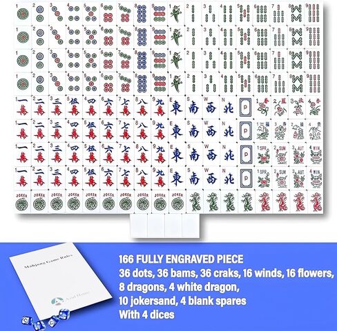 Engraved American Mahjong Tiles Set, 166 Pink 1.4" Melamine Mahjong Tiles, Easy-to-Read Jumbo Size Mah Jongg Game with Storage Bag, NMJL Compatible, for Seniors & Family Game Night (Pink, 1.4 inches) in Kuwait