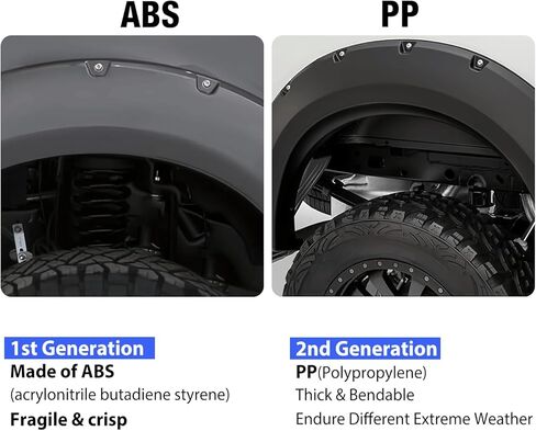 Fender Flares Compatible with 2007–2013 Toyota Tundra, Pocket Bolt-On Style Wheel Arch Extensions, Textured Black 4PCS Set (Front & Rear), UV Resistant ABS, Off-Road Wide Body Truck in Kuwait