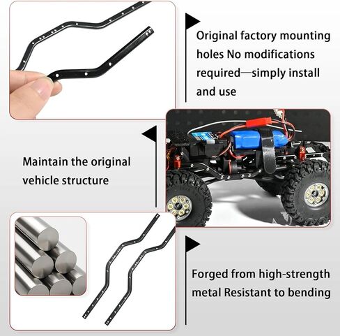 قضبان إطار هيكل SCX24 لمحور SCX24 Gladiator C10 Wrangler Jeep Lexus GX470 Toyota AXI00005 1/24 RC ترقيات الزاحف (معدن)، تحسين الثبات والأداء، سهل التركيب in Kuwait