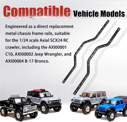 قضبان إطار هيكل SCX24 لمحور SCX24 Gladiator C10 Wrangler Jeep Lexus GX470 Toyota AXI00005 1/24 RC ترقيات الزاحف (معدن)، تحسين الثبات والأداء، سهل التركيب in Kuwait