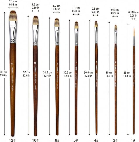Marie's 7 Pcs Artist Paint Brush Set, Synthetic Nylon Brushes with Filbert and Liner Tips, Wood Handle Painting Brushes for Watercolor, Acrylic, Gouache, Oil, Practice and Professional Artwork in Saudi Arabia