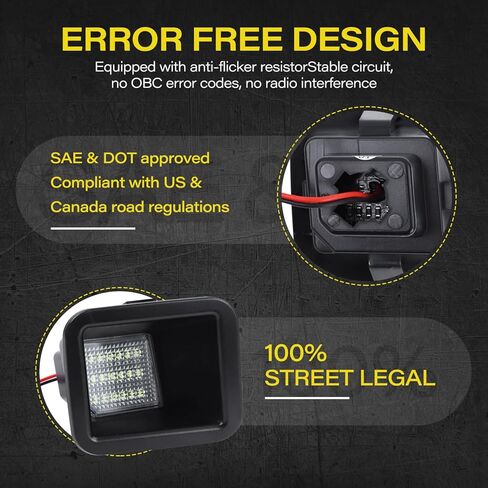 LED License Plate Light Assembly 6000K White 2PCS Compatible with 2017-2025 Ford F250 F350 F450 Super Duty Pickup Truck 18-SMD Bright Tag Lamp with Socket Direct OEM Replacement HC3Z-13550-A/B/C/D in Kuwait