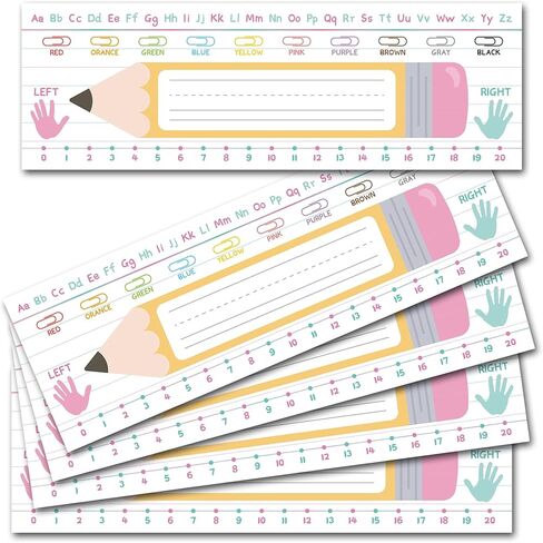 40 PCS Colorful Pastel Desk Name Tags for Classroom, 13.8x3.3 Inches Personalized Manuscript Name Plates for Student Desks, Preschool Kindergarten 1st 2nd 3rd Grade Classroom Decor Must Haves (Pencil) in Saudi Arabia