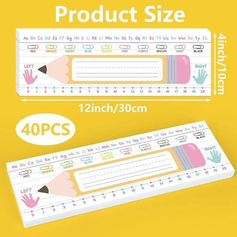 40 PCS Colorful Pastel Desk Name Tags for Classroom, 13.8x3.3 Inches Personalized Manuscript Name Plates for Student Desks, Preschool Kindergarten 1st 2nd 3rd Grade Classroom Decor Must Haves (Pencil) in Saudi Arabia