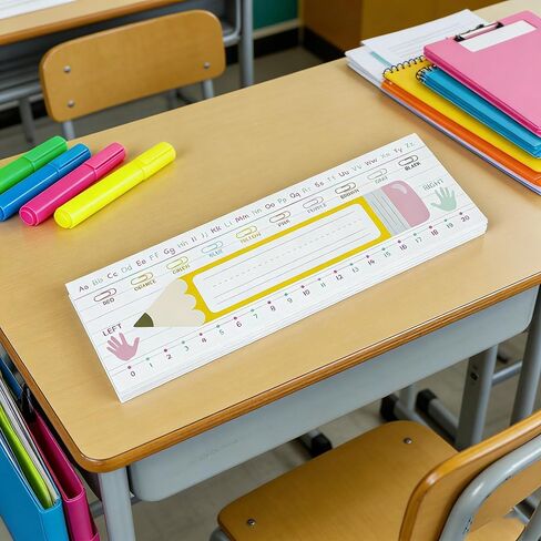 40 PCS Colorful Pastel Desk Name Tags for Classroom, 13.8x3.3 Inches Personalized Manuscript Name Plates for Student Desks, Preschool Kindergarten 1st 2nd 3rd Grade Classroom Decor Must Haves (Pencil) in Saudi Arabia