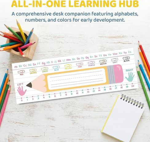 40 PCS Colorful Pastel Desk Name Tags for Classroom, 13.8x3.3 Inches Personalized Manuscript Name Plates for Student Desks, Preschool Kindergarten 1st 2nd 3rd Grade Classroom Decor Must Haves (Pencil) in Saudi Arabia