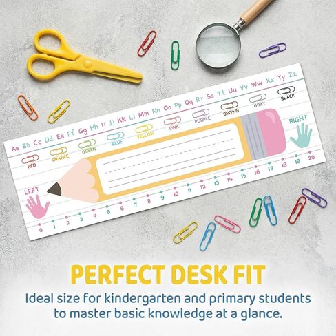 40 PCS Colorful Pastel Desk Name Tags for Classroom, 13.8x3.3 Inches Personalized Manuscript Name Plates for Student Desks, Preschool Kindergarten 1st 2nd 3rd Grade Classroom Decor Must Haves (Pencil) in Saudi Arabia