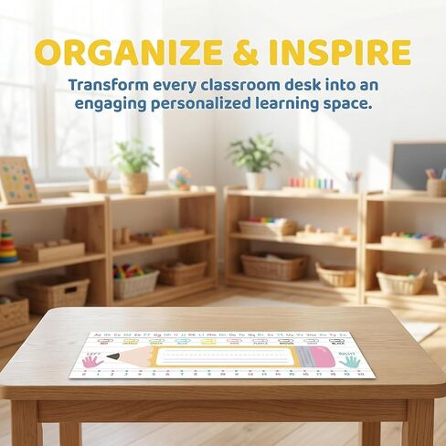 40 PCS Colorful Pastel Desk Name Tags for Classroom, 13.8x3.3 Inches Personalized Manuscript Name Plates for Student Desks, Preschool Kindergarten 1st 2nd 3rd Grade Classroom Decor Must Haves (Pencil) in Saudi Arabia