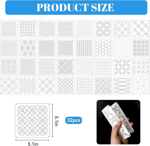 81pcs Sashiko Embroidery Kit with Templates, Thread, Needles, Thimble, Pens for Hand Quilting, Sewing and Mending Supplies in Saudi Arabia