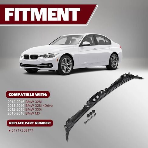 لوحة غطاء غطاء ممسحة الزجاج الأمامي متوافقة مع 2012-2016 BMW 328i، 2013-2016 328i xDrive، 2012-2015 335i، 2015-2018 M3، صينية المطر على الزجاج الأمامي، استبدال # 51717258177 in Kuwait