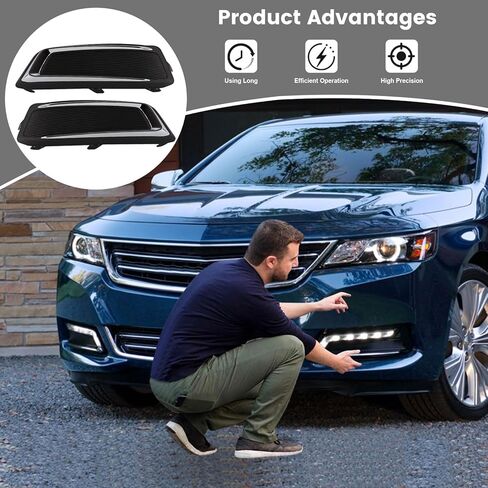 iKer Front Fog Light Cover Set Compatible with Chevy Impala 2014-2020 Fog Lamp Cover Driver Passenger Side Left Right Hand Replace:GM1038145 22738853 GM1039145 22738852 in Kuwait