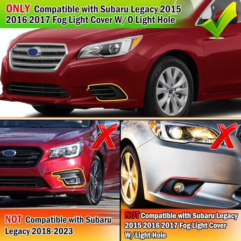 قطعتان من Yumzeco متوافقة مع غطاء ضوء الضباب Subaru Legacy 2015 2016 2017، استبدل 57731AL05A/57731AL04A للسائق الأمامي الأيسر/إطار مصباح الضباب الجانبي للراكب الأيمن مع استبدال فتحة الضوء in Kuwait