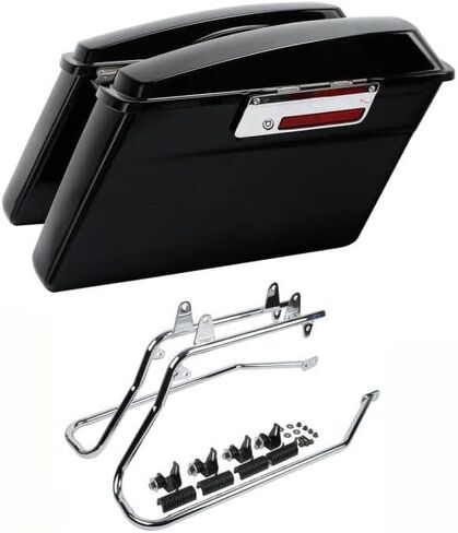Hard Saddlebags Saddle bags W/Chrome Conversion Brackets for Harley Davidson 1984-2017 Softail Models FLST, FLSTC, FLSTF, FLSTN FLSTS models,Vivid Black in Saudi Arabia