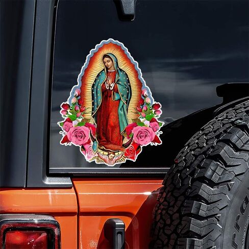 2pcs 4.92''x5.91'', Virgin Mary of Guadalupe Self-Adhesive Vinyl Decal, Used for Car Windows, Bumper, Laptops, Waterproof Exterior Car Accessories #2BZ155 in Saudi Arabia