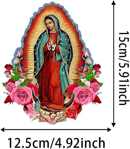 2pcs 4.92''x5.91'', Virgin Mary of Guadalupe Self-Adhesive Vinyl Decal, Used for Car Windows, Bumper, Laptops, Waterproof Exterior Car Accessories #2BZ155 in Saudi Arabia