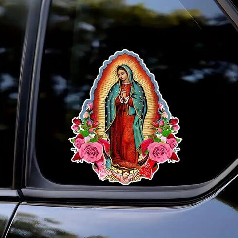 2pcs 4.92''x5.91'', Virgin Mary of Guadalupe Self-Adhesive Vinyl Decal, Used for Car Windows, Bumper, Laptops, Waterproof Exterior Car Accessories #2BZ155 in Saudi Arabia