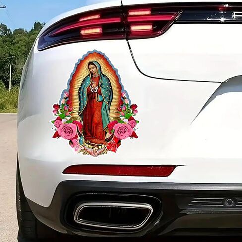 2pcs 4.92''x5.91'', Virgin Mary of Guadalupe Self-Adhesive Vinyl Decal, Used for Car Windows, Bumper, Laptops, Waterproof Exterior Car Accessories #2BZ155 in Saudi Arabia