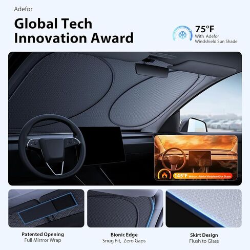 Upgraded Windshield Sun Shade for Tacoma, Pick-ups, Sedans & SUVs[Nano Ice-Crystal Cooling, 99.9% Sun Protection] Foldable Sunshade with Storage Bag, Car Accessories, S (59 x 29 in) in Kuwait