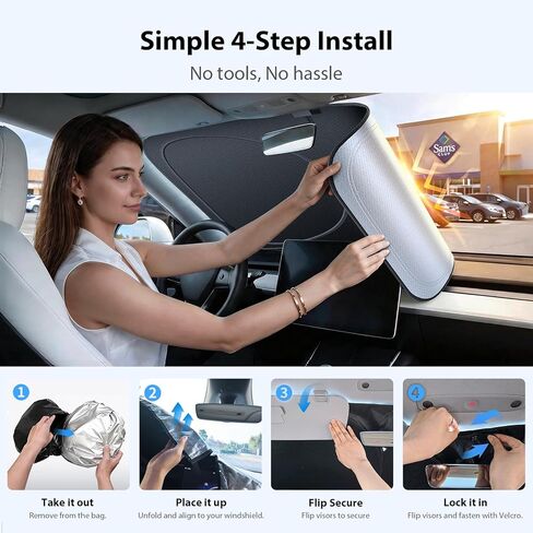 Upgraded Windshield Sun Shade for Tacoma, Pick-ups, Sedans & SUVs[Nano Ice-Crystal Cooling, 99.9% Sun Protection] Foldable Sunshade with Storage Bag, Car Accessories, S (59 x 29 in) in Kuwait