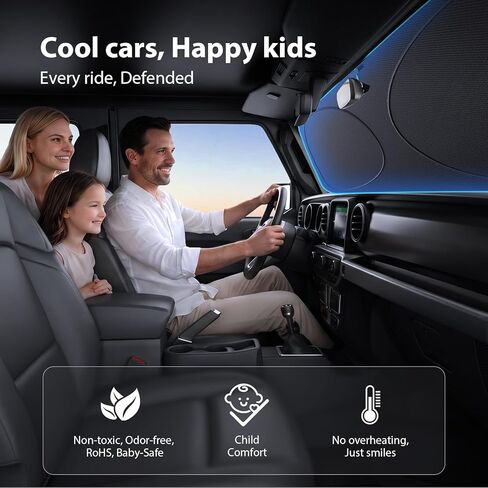 Upgraded Windshield Sun Shade for Tacoma, Pick-ups, Sedans & SUVs[Nano Ice-Crystal Cooling, 99.9% Sun Protection] Foldable Sunshade with Storage Bag, Car Accessories, S (59 x 29 in) in Kuwait