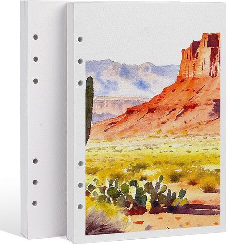 Watercolor Sketchbook Refill Paper A5,48 Sheets 100% Cotton, Cold Press 140lb 300GSM,8.3" x 5.8", Acid-Free Watercolor Paper Bulk Inserts,Consistent Texture Both Sides,for Mixed Media in Saudi Arabia