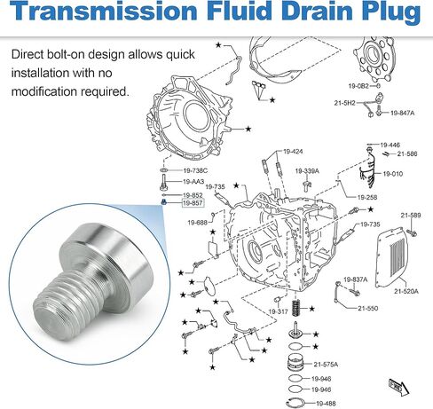 Transmission Fluid Drain Plug Bolt AWA0-19-857 Compatible with Mazda CX-9 2013–2015 in Kuwait