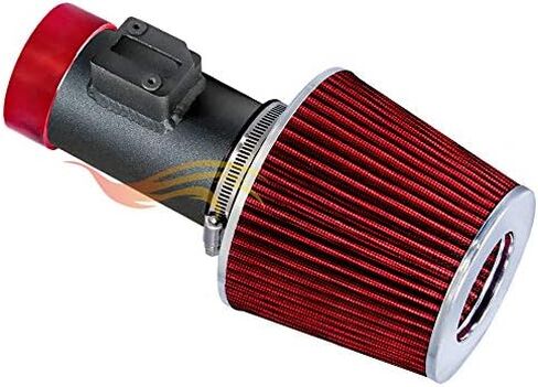 مجموعة مدخل هواء Rtunes Racing باللون الأسود غير اللامع + مجموعة فلتر متوافقة مع 06-09 Ford Fusion 3.0L V6 SE SEL/Grand Marquis 4.6L V8 (أسود وأحمر) in Kuwait