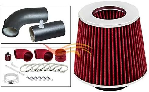 Rtunes Racing Matte Black Short Ram Air Intake Kit + Filter Combo Compatible For 96-02 Ford CROWN VICTORIA/TOWN CAR/GRAND MARQUIS V8 (Black Red) in Saudi Arabia