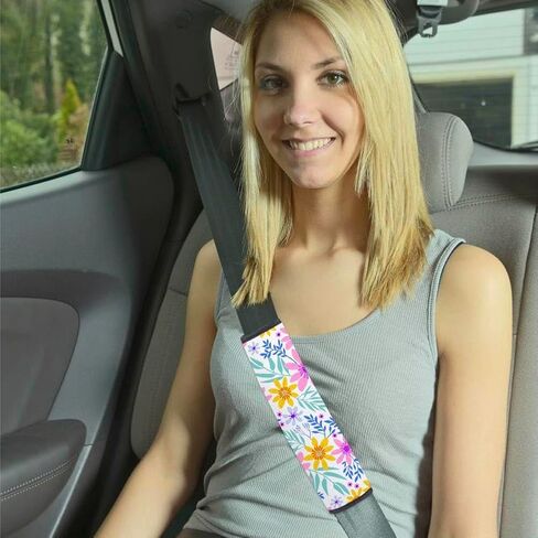 10 Pcs Sublimation Blanks Car Seat Belt Pads Cover DIY Heat Transfer White Neoprene Replacement Shoulder Strap Pads Blank Car Seatbelt Shoulder Pads Strap Cover for Auto in Saudi Arabia