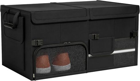 Foldable Car Trunk Organizer with Multi-Compartment – Expandable 30-60L Storage Bin, Side Mesh Pockets, Waterproof 600D Oxford Cloth, Car Accessories for SUV/Truck/Sedan, Beige, 23.6"x13.0"x11.8" in Saudi Arabia