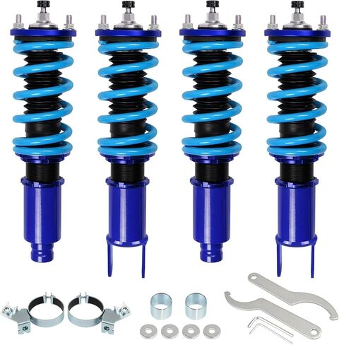24 مستوى كويلوفيرس قابل للتعديل متوافق مع Honda Civic 1988-2000 CRX 1992-1995 Delsol 1993-1997 Integra 1990-2001 طقم خفض التعليق لملف زنبركي عالي الوزن باللون الرمادي in Kuwait