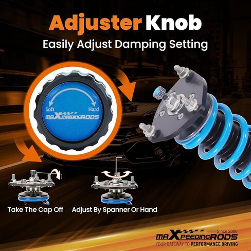 maXpeedingrods Coilovers for Acura RSX 2002-2006, for Integra DC5 2001-2006, 24 Level Damper Adjustable Coilovers Suspension Kit Struts, Height Adjustable T6 Upgraded Lowering Kit Blue in Kuwait