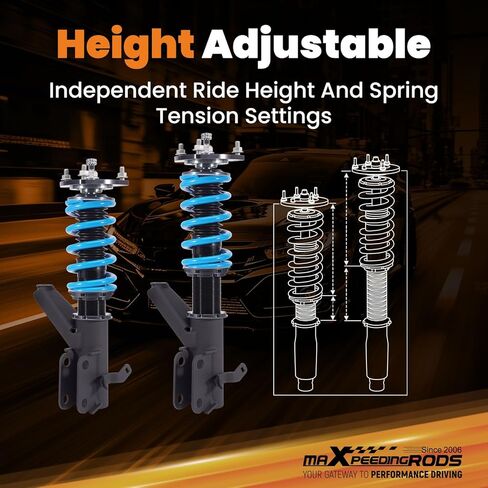 maXpeedingrods Coilovers for Acura RSX 2002-2006, for Integra DC5 2001-2006, 24 Level Damper Adjustable Coilovers Suspension Kit Struts, Height Adjustable T6 Upgraded Lowering Kit Blue in Kuwait