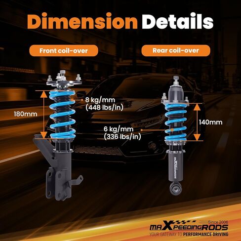 maXpeedingrods Coilovers for Acura RSX 2002-2006, for Integra DC5 2001-2006, 24 Level Damper Adjustable Coilovers Suspension Kit Struts, Height Adjustable T6 Upgraded Lowering Kit Blue in Kuwait