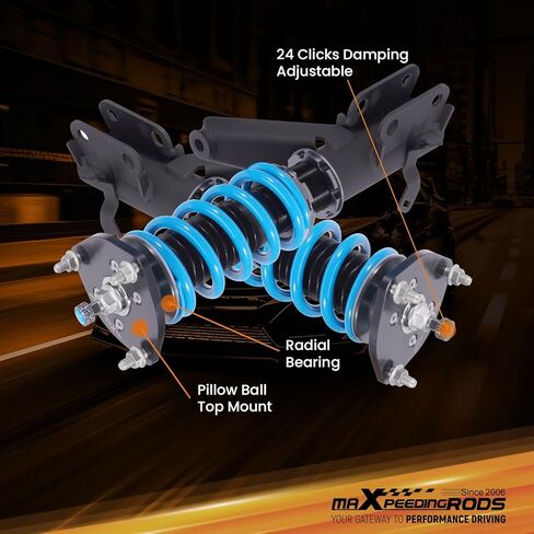 maXpeedingrods Coilovers for Acura RSX 2002-2006, for Integra DC5 2001-2006, 24 Level Damper Adjustable Coilovers Suspension Kit Struts, Height Adjustable T6 Upgraded Lowering Kit Blue in Kuwait