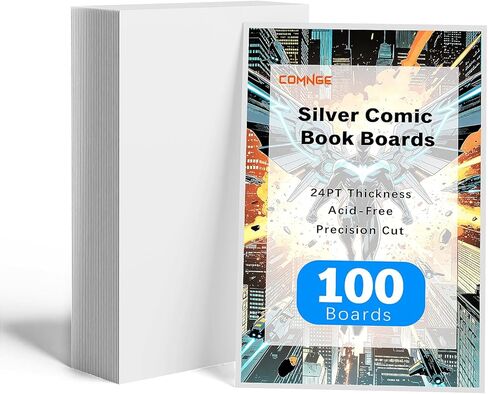 100-Count Current Comic Book Backing Boards - 6 3/4" x 10 1/2" 24PT Acid-Free Comics Boards Sheet Protector, for Modern Comics Storage, Precision Cut for Current Comics, Protection & Display in Saudi Arabia