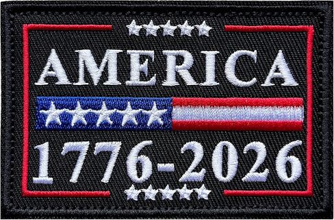 USA 250th Anniversary 1776-2026 America Flag Tacitical Morale Hook and Loop Patches, Patriotic Stars Patch for Hats, Caps, Backpacks, Clothes, Jeans, Dog Harness, 3.7" x 2.3" Sized in Saudi Arabia