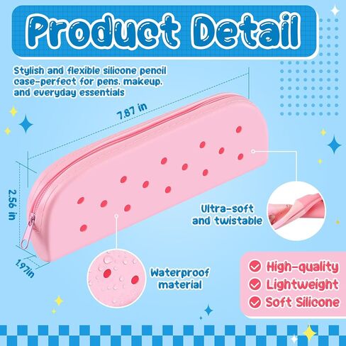 12 Pcs Small Silicone Pencil Pouch Bulk Colorful Silicone Waterproof Pencil Case with DIY Holes Rubber Aesthetic Portable Makeup Bag Pen Storage Organizer for Women Travel Office Supplies in Kuwait