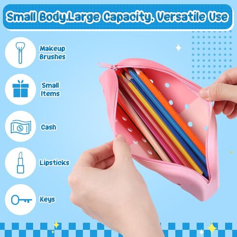 12 Pcs Small Silicone Pencil Pouch Bulk Colorful Silicone Waterproof Pencil Case with DIY Holes Rubber Aesthetic Portable Makeup Bag Pen Storage Organizer for Women Travel Office Supplies in Kuwait