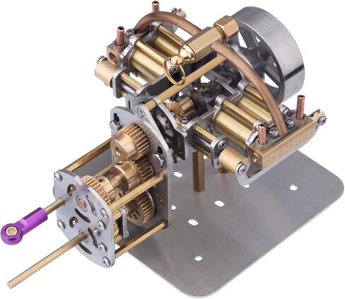 ENGINEDIY Steam Engine Model for Adults, Mini Horizontally Opposed Four-Cylinder Steam Engine Model + Gearbox for Small Steam Model Ship Without Boiler in Saudi Arabia