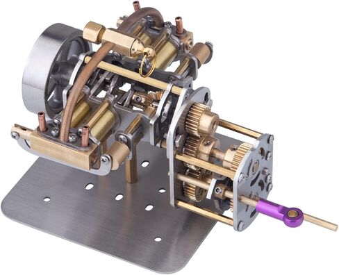 ENGINEDIY Steam Engine Model for Adults, Mini Horizontally Opposed Four-Cylinder Steam Engine Model + Gearbox for Small Steam Model Ship Without Boiler in Saudi Arabia