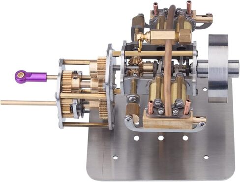 ENGINEDIY Steam Engine Model for Adults, Mini Horizontally Opposed Four-Cylinder Steam Engine Model + Gearbox for Small Steam Model Ship Without Boiler in Saudi Arabia