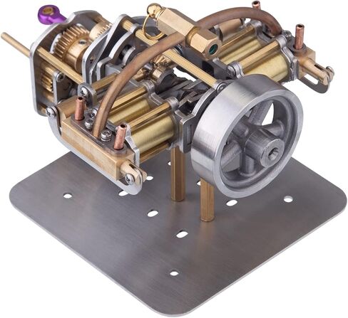 ENGINEDIY Steam Engine Model for Adults, Mini Horizontally Opposed Four-Cylinder Steam Engine Model + Gearbox for Small Steam Model Ship Without Boiler in Saudi Arabia