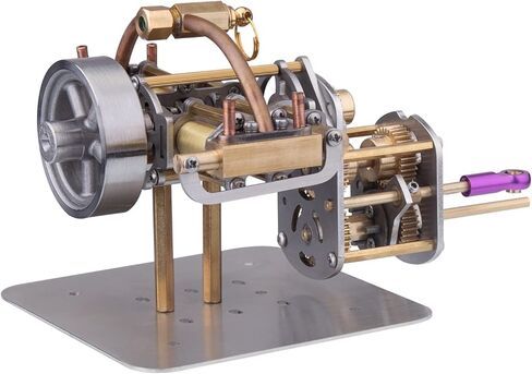 ENGINEDIY Steam Engine Model for Adults, Mini Horizontally Opposed Four-Cylinder Steam Engine Model + Gearbox for Small Steam Model Ship Without Boiler in Saudi Arabia