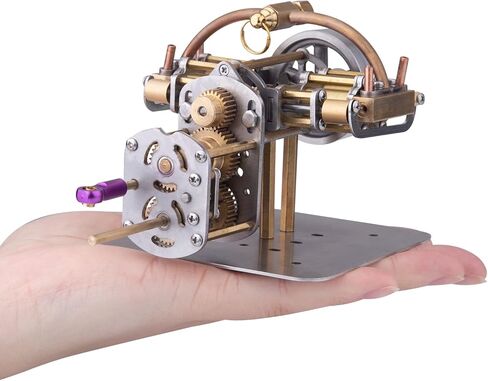 ENGINEDIY Steam Engine Model for Adults, Mini Horizontally Opposed Four-Cylinder Steam Engine Model + Gearbox for Small Steam Model Ship Without Boiler in Saudi Arabia