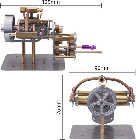ENGINEDIY Steam Engine Model for Adults, Mini Horizontally Opposed Four-Cylinder Steam Engine Model + Gearbox for Small Steam Model Ship Without Boiler in Saudi Arabia