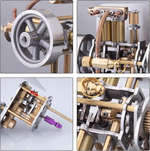 ENGINEDIY Steam Engine Model for Adults, Mini Horizontally Opposed Four-Cylinder Steam Engine Model + Gearbox for Small Steam Model Ship Without Boiler in Saudi Arabia