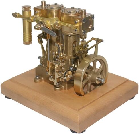 ENGINEDIY Steam Engine Models for Adults, Mini Retro Vertical Double-Cylinder Reciprocating Double-Acting Steam Engine Model Toy, Cool Desktop Decor, RTR in Saudi Arabia